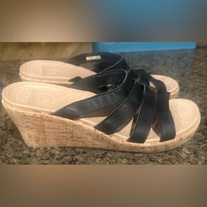 CROCS Black Sandal Wedges size 10